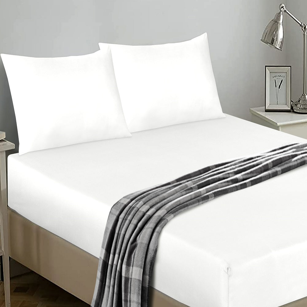 Warm and Cozy Microfiber  25cm Extra Deep Fitted sheet Bedding Set White