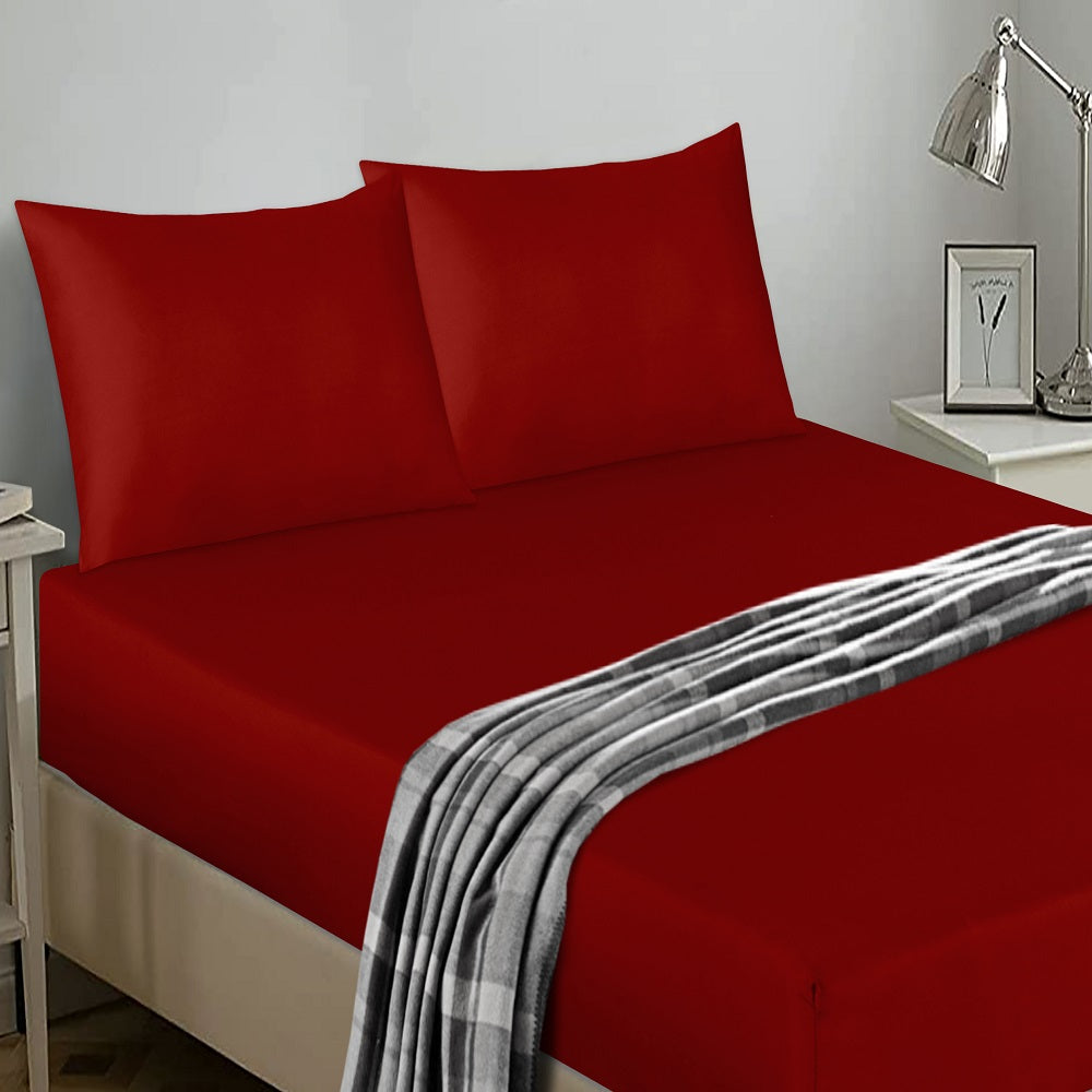 Microfiber 25 cm Extra Deep Fitted sheet Bedding Set Warm and Cozy Red