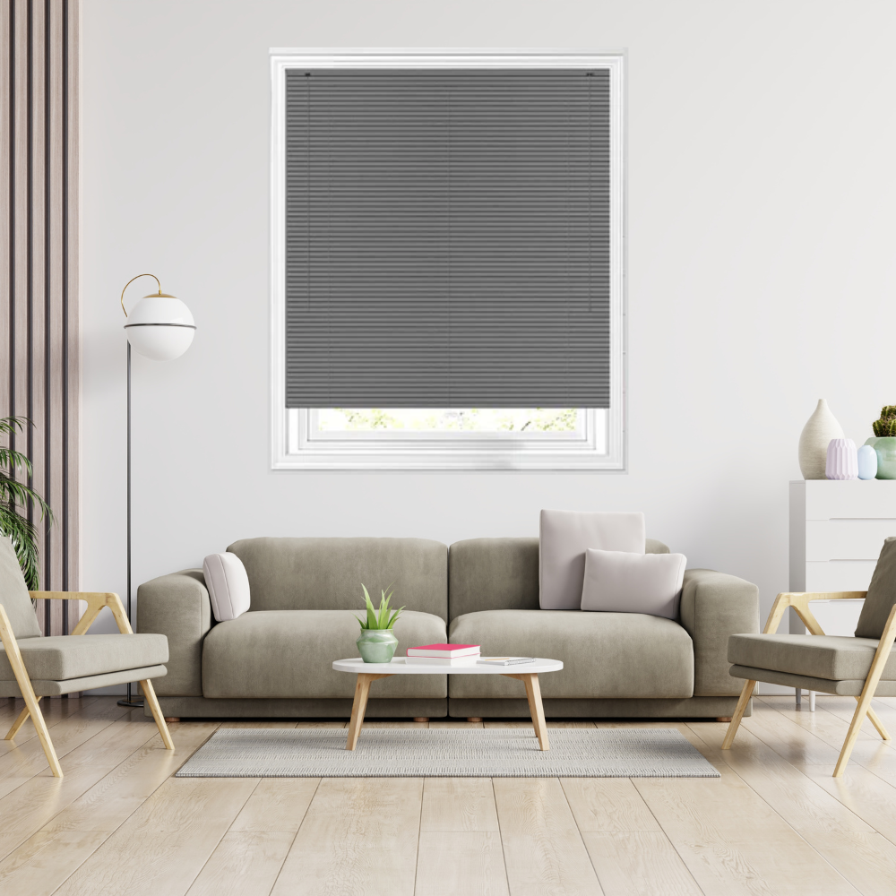 BS Homewares Grey Embossed PVC Venetian Window Blinds 25mm Slats Window Blind