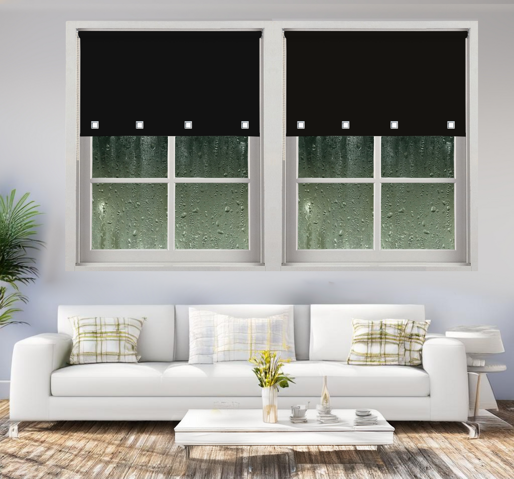 Black Square Eyelet Roller Blinds Daylight Blinds Easy fit