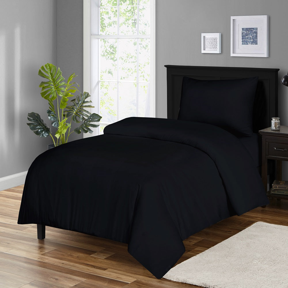  Black Microfiber plain duvet cover in UK