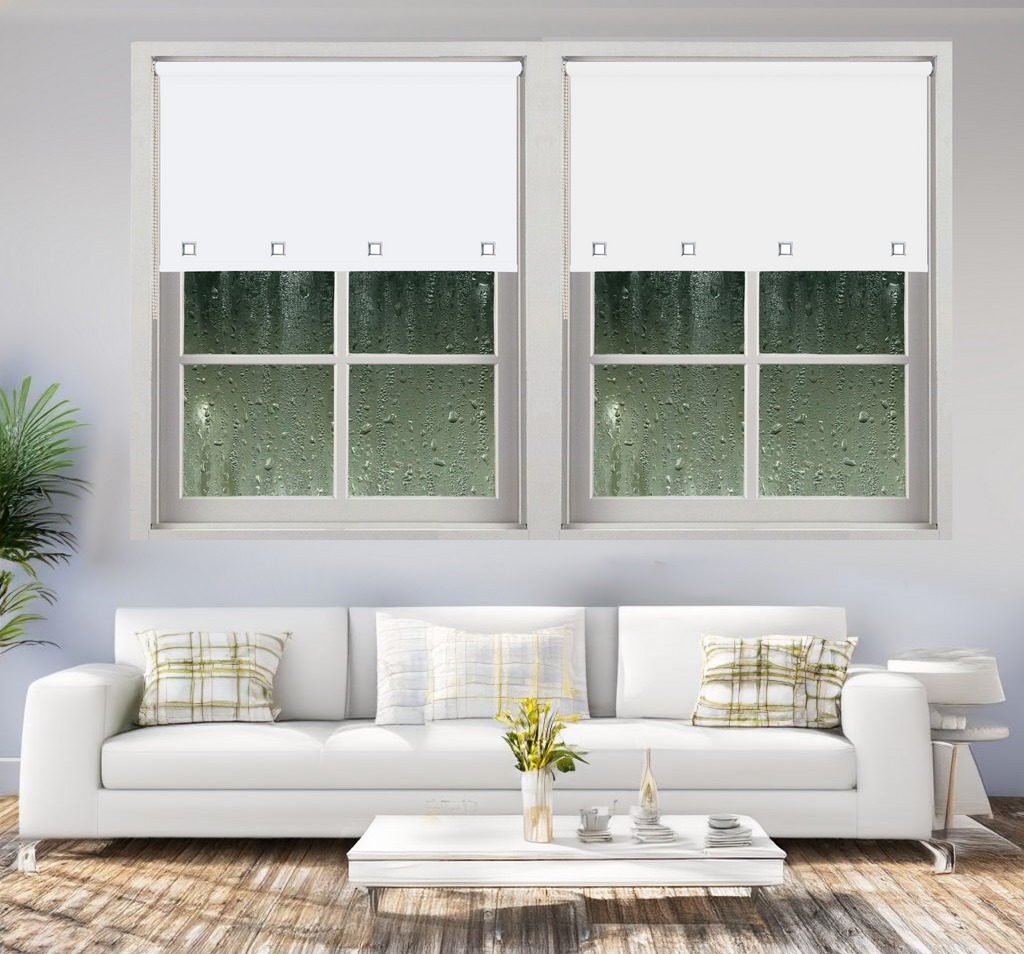 White Square Eyelet roller Blinds Daylight Blinds Easy fit