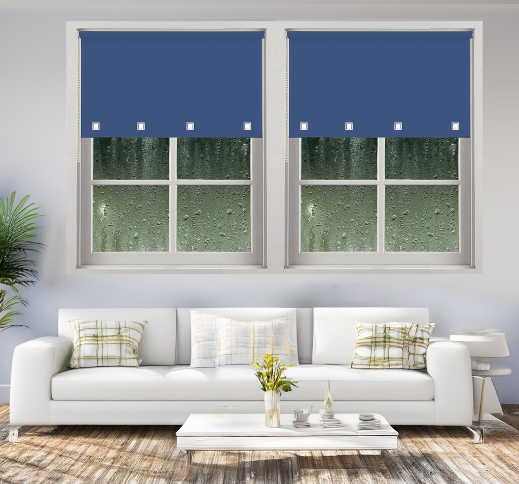 Blinds – Blue Square Eyelet Roller Blinds, Daylight Control, Easy Fit